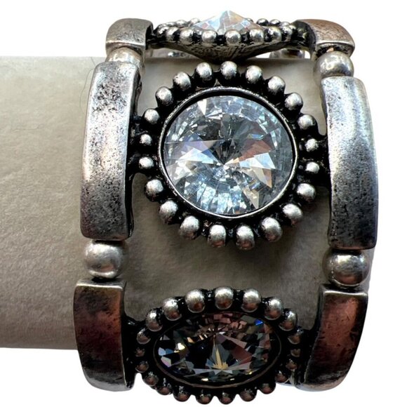 Stainless Steel Feather Necklace & Rhinestone Bracelet Set. B95 - Picture 3 of 12